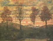 Egon Schiele Four Trees (mk12) painting
